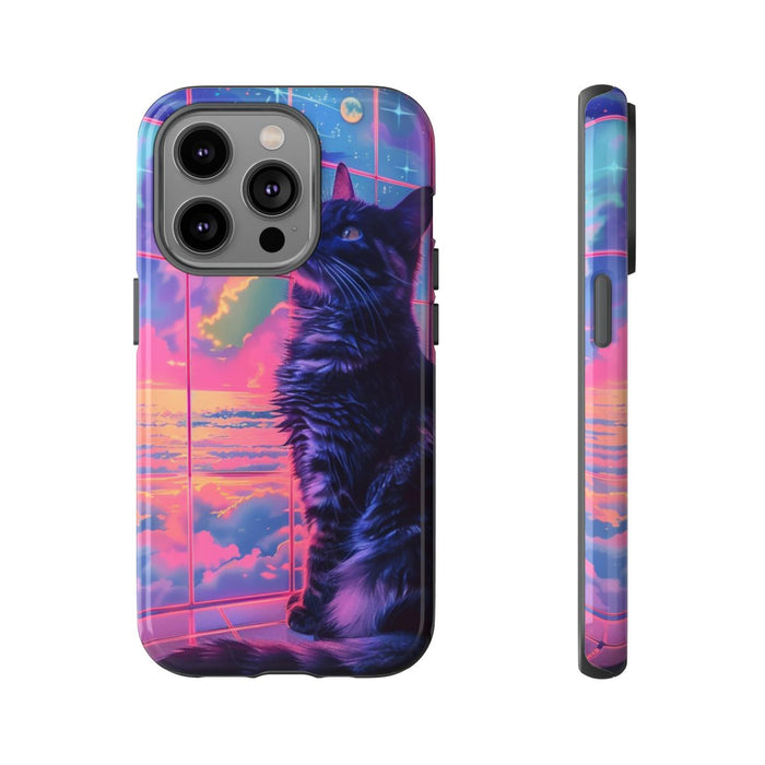 Lofi Vaporwave Kat met Neonlucht