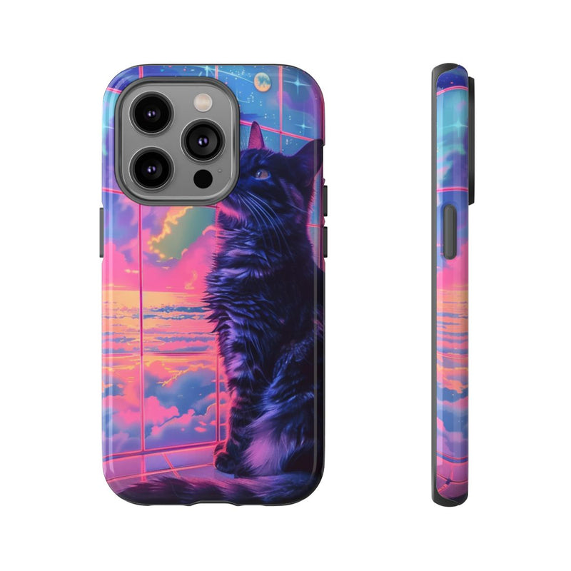 Lofi Vaporwave Kat met Neonlucht