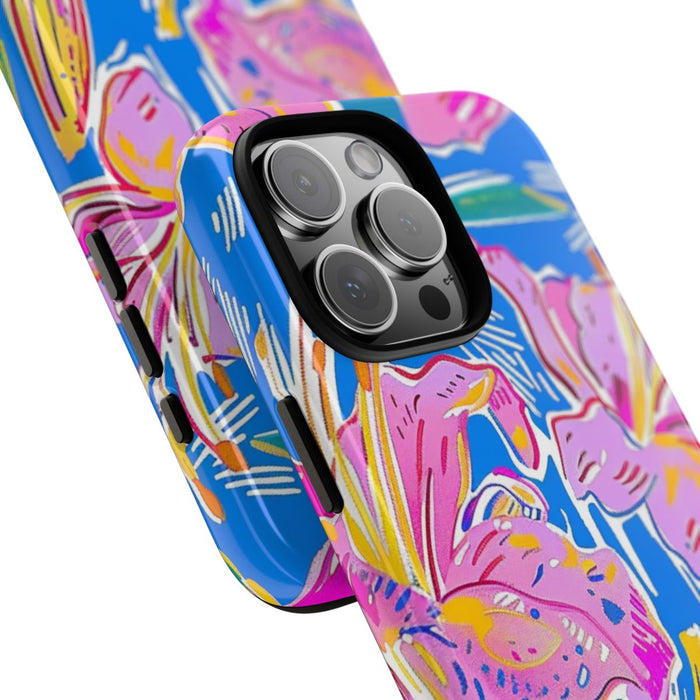 Felroze en Gele Bloemenprint