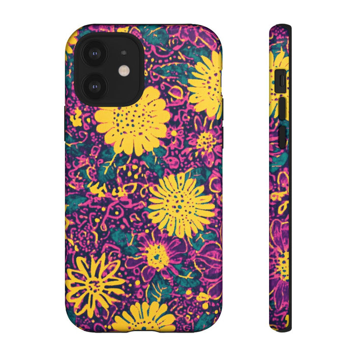 Gele en Paarse Bloemenprint