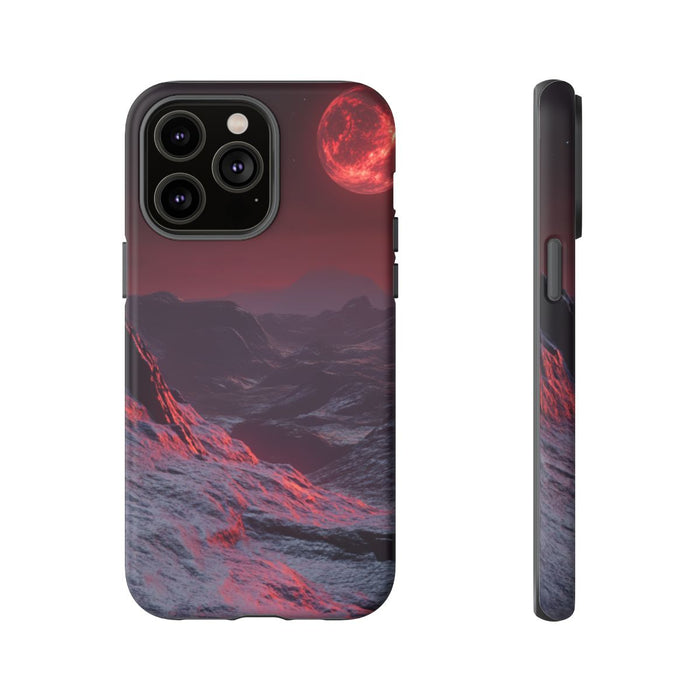 Bergachtig Landschap met Rode Maan