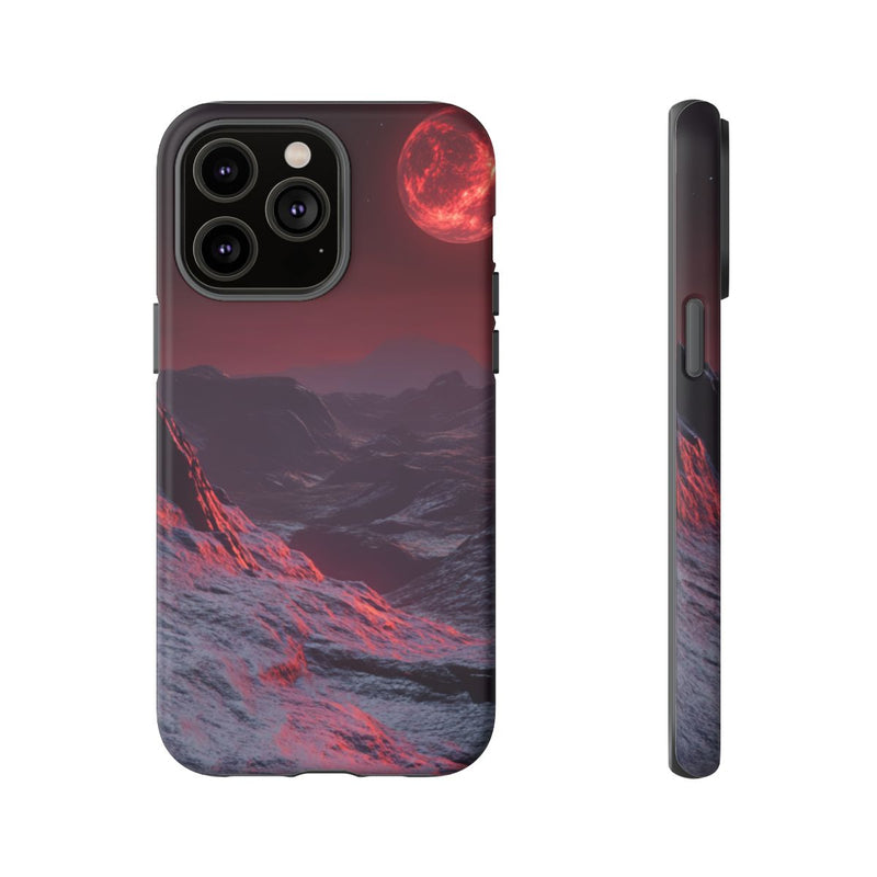 Bergachtig Landschap met Rode Maan