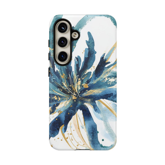 Abstracte Blauwe Bloemen Waterverf Ontwerp