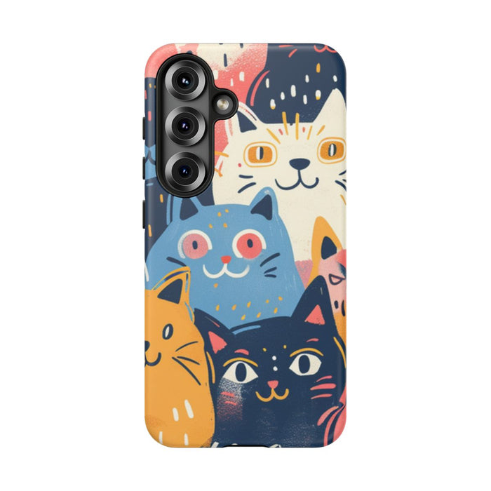 Vrolijk Kattenpatroon in Kleurrijke Illustratie