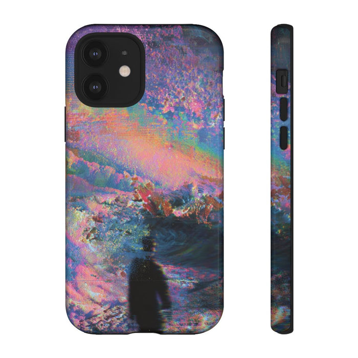 Abstracte Kleurrijke Kosmische Scene met Silhouet