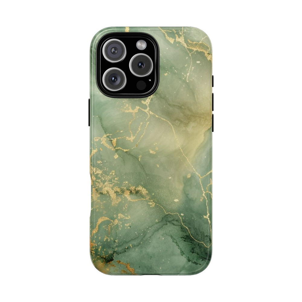 Groene en Gouden Marmer Abstract