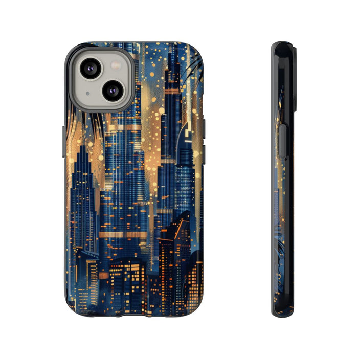 Stadssilhouet bij Nacht met Palmen