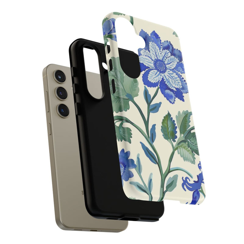 Blauw Waterverf Bloemenpatroon