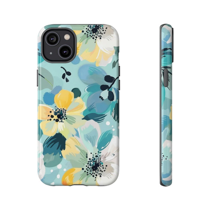 Turquoise Bloemenpatroon met Stippen