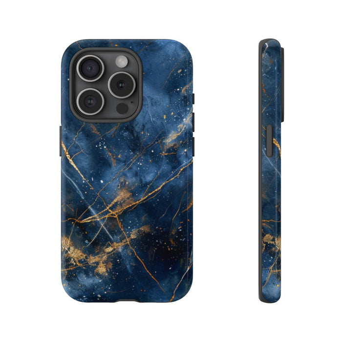 Blauw Marmerpatroon met Gouden Adering