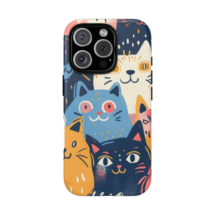 Vrolijk Kattenpatroon in Kleurrijke Illustratie