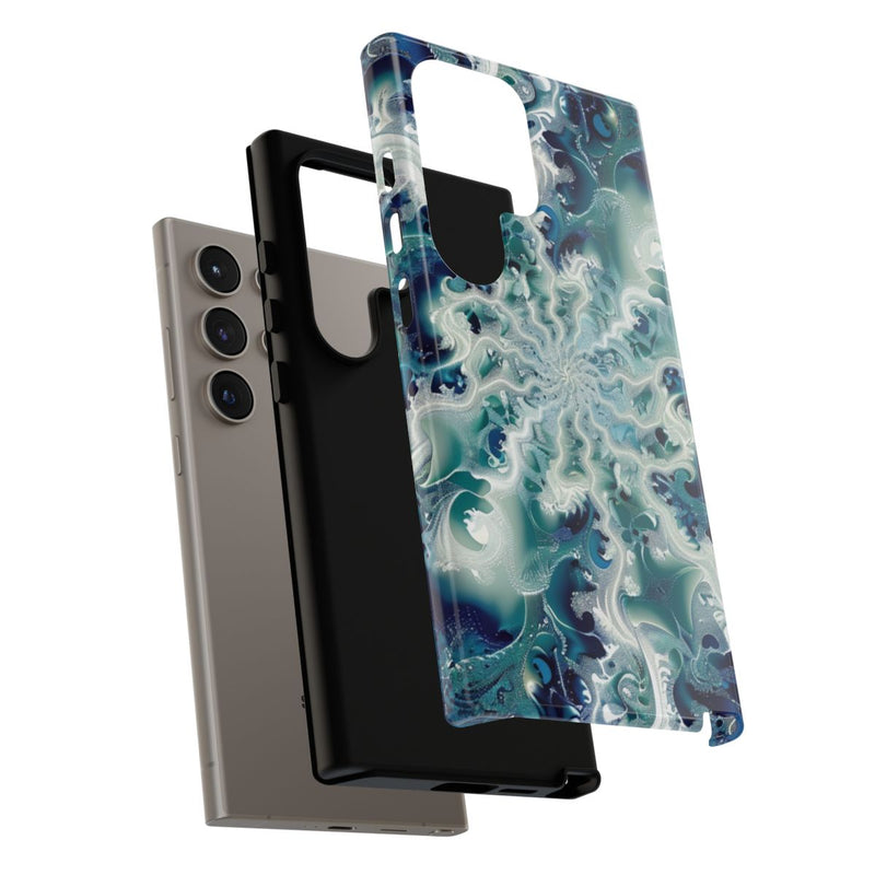 Blauw-Groene Fractalwerveling met Glans