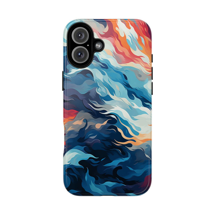 Abstracte Oceaangolven met Vurige Kleuren