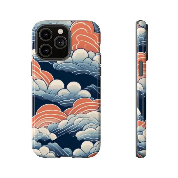 Gestileerd Wolkenpatroon in Blauw en Oranje