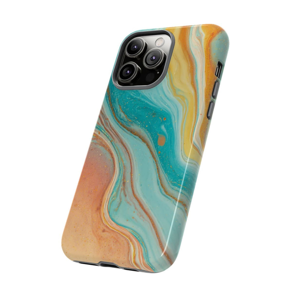 Oranje en Teal Marmer Abstract