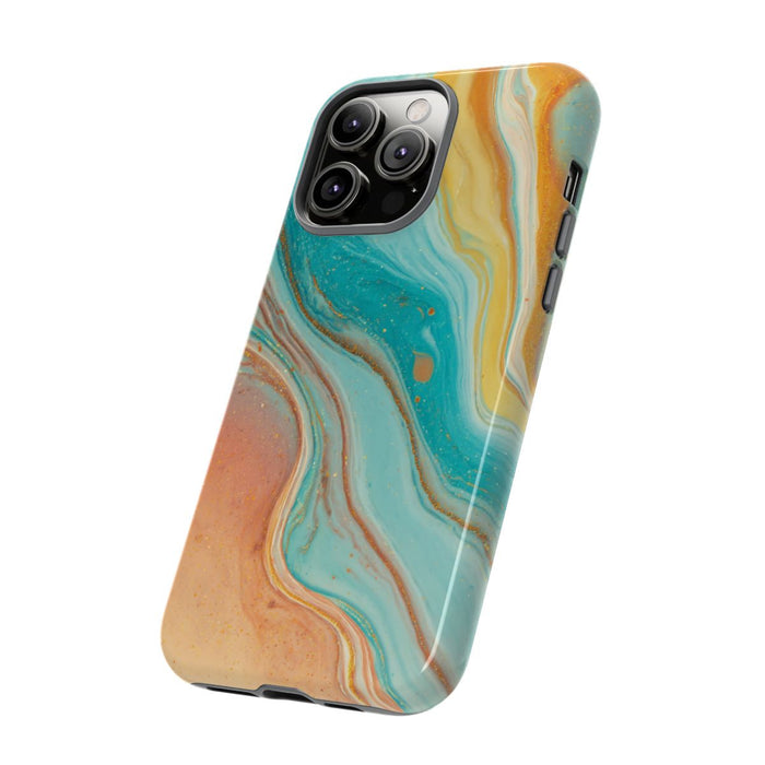 Oranje en Teal Marmer Abstract