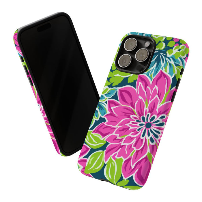 Vrolijk Bloemenpatroon met Roze en Blauwe Bloemen