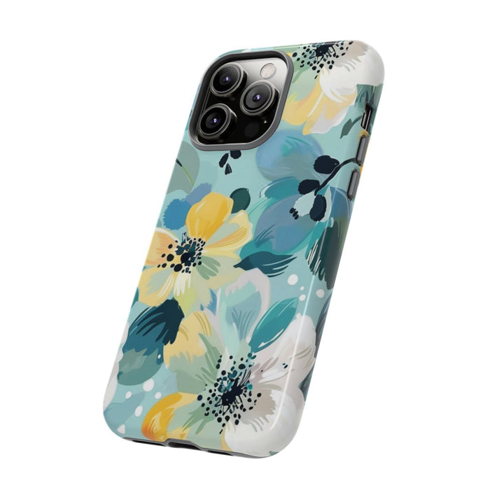 Turquoise Bloemenpatroon met Stippen