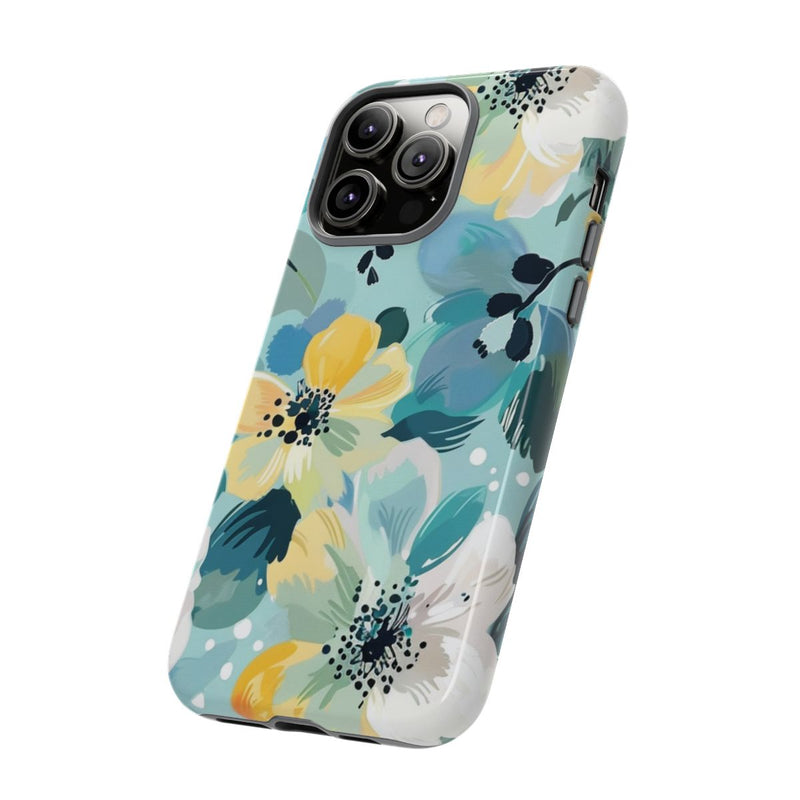 Turquoise Bloemenpatroon met Stippen