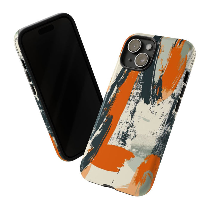 Abstract Oranje-Zwart Penseelstrepenpatroon
