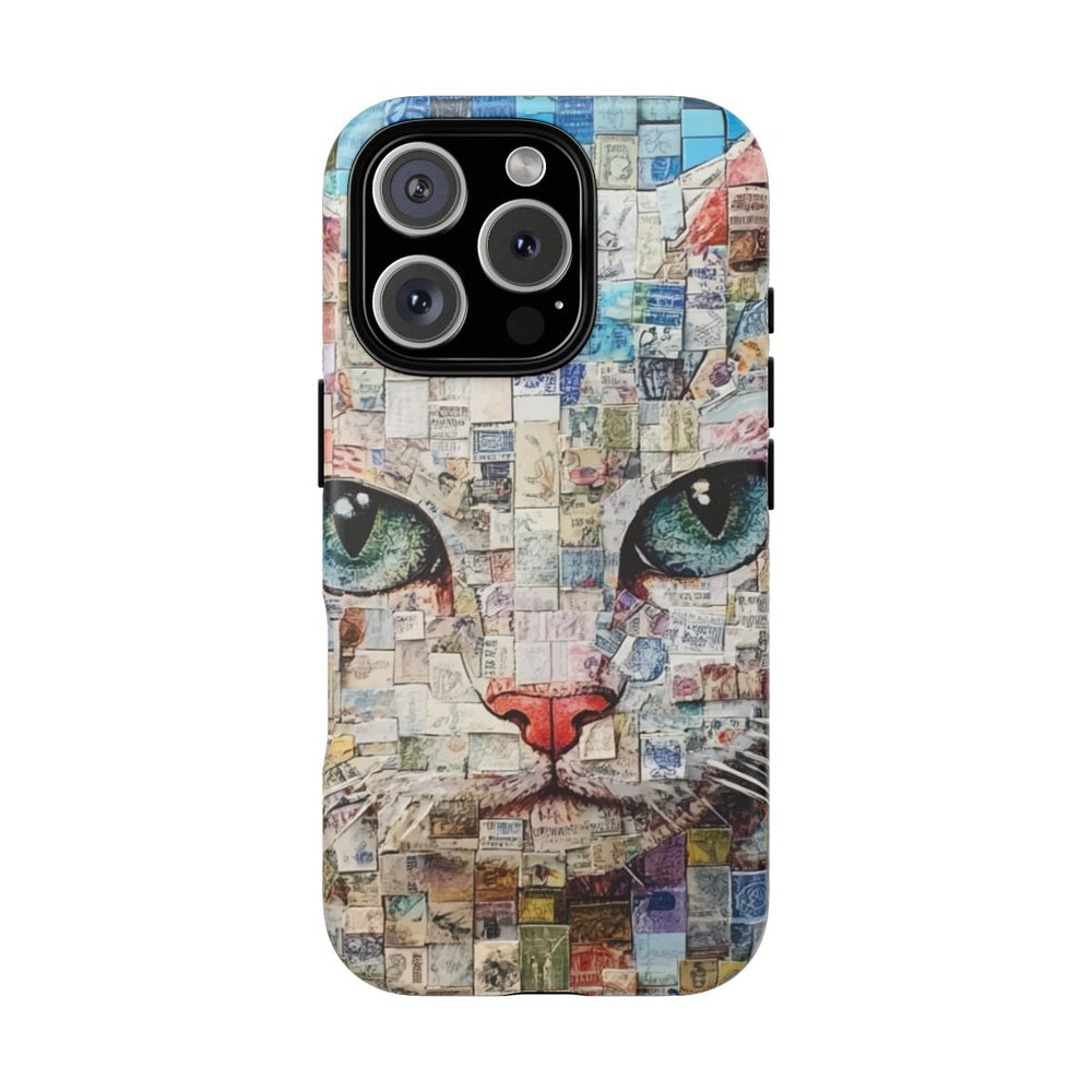 Kattengezicht Collage met Blauwe Achtergrond