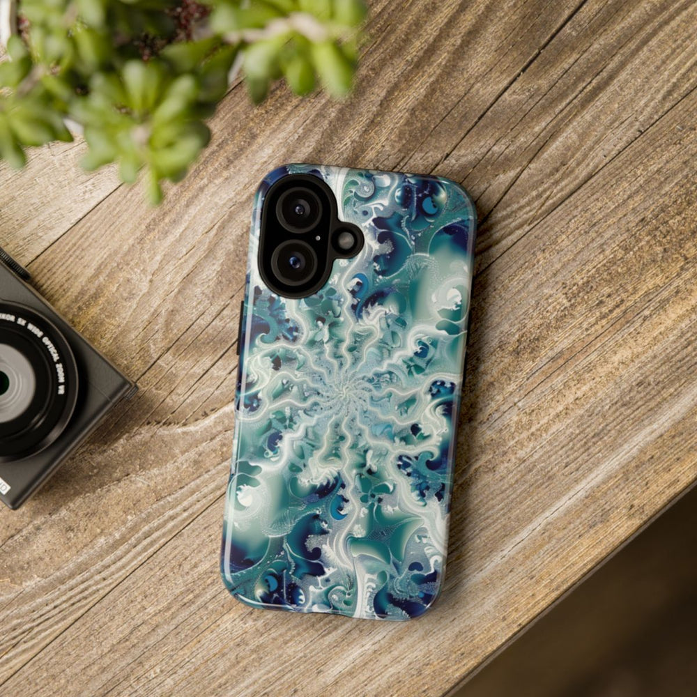 Blauw-Groene Fractalwerveling met Glans