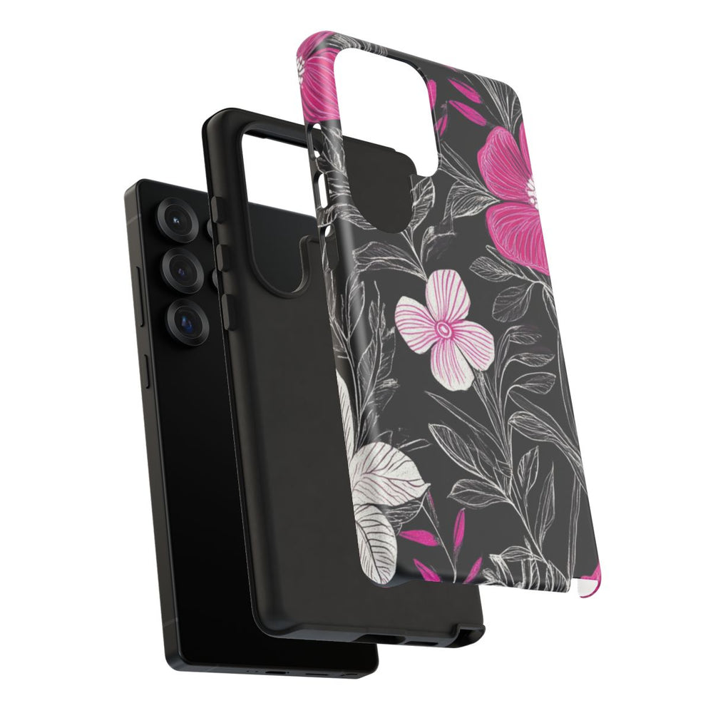 Roze en Witte Bloemenprint