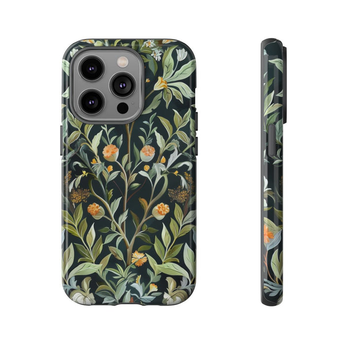 Gedetailleerde Botanische Illustratie met Oranje Bloemen