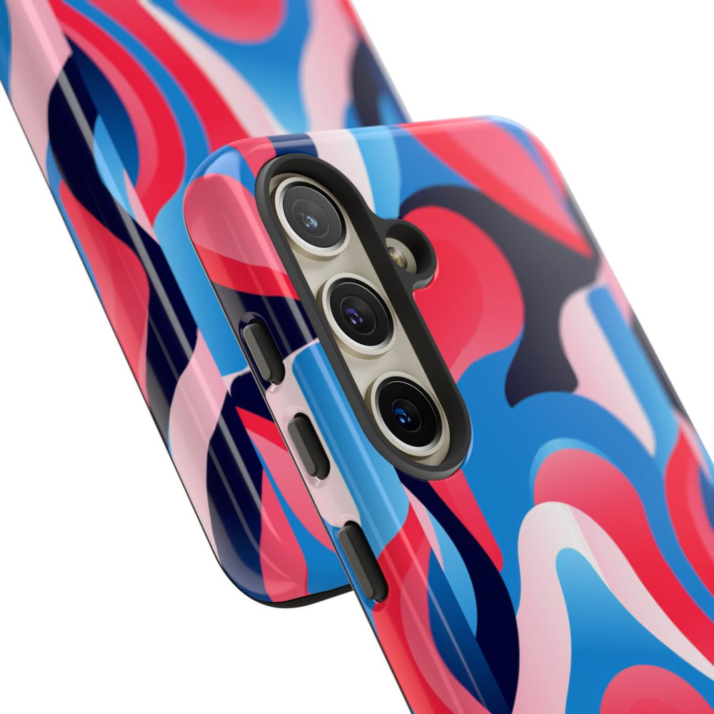 Blauw-Rood Abstract Golvend Patroon