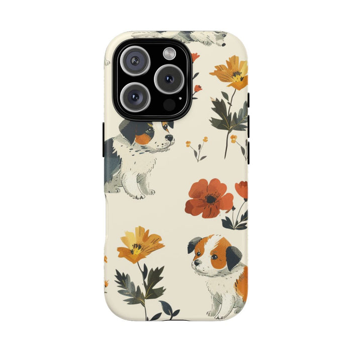 Schattige Puppy’s en Bloemenpatroon