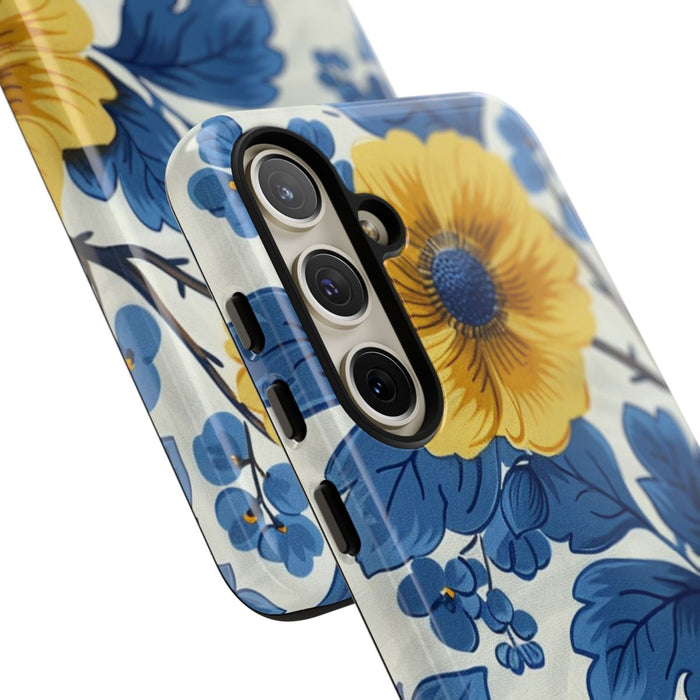 Blauw-Geel Bloemenpatroon