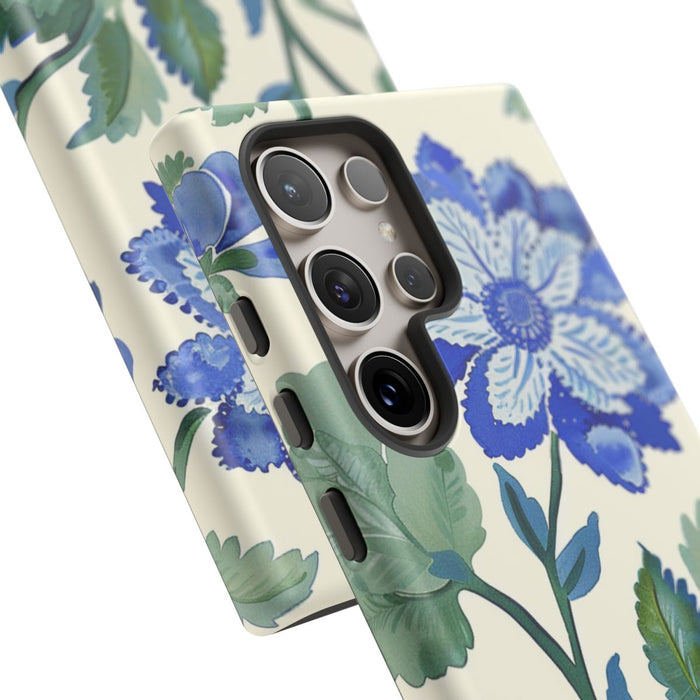 Blauw Waterverf Bloemenpatroon