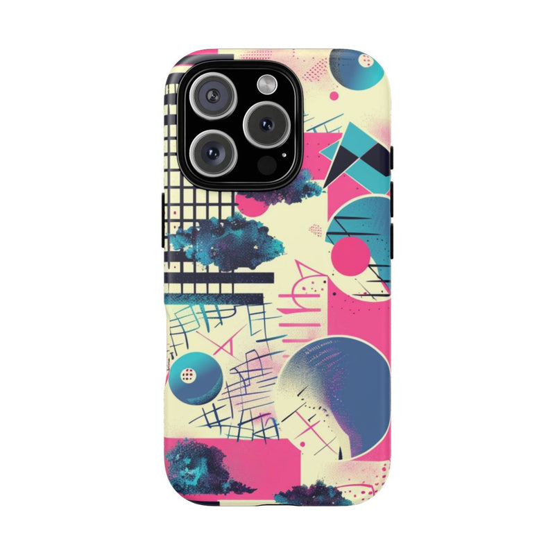 Abstract Geometrisch Patroon in Roze en Blauw