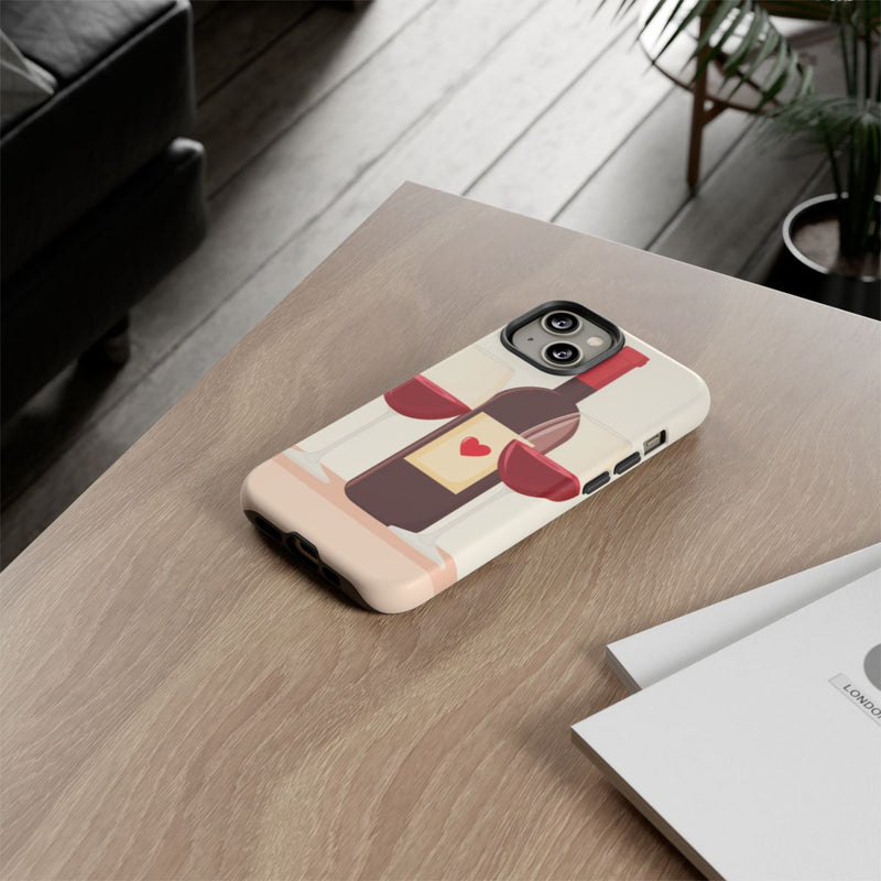 Rode Wijnfles met Twee Glazen Illustratie
