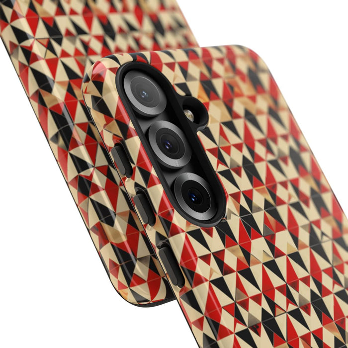 Geometrisch Abstract Patroon in Rood en Zwart
