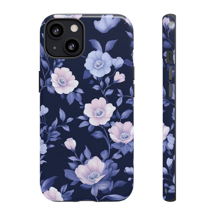 Elegant Blauw-Roze Bloemenpatroon