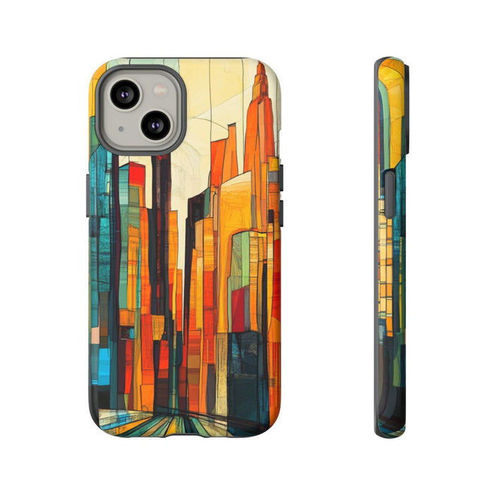 Abstracte Stedelijke Skyline in Warme Kleuren