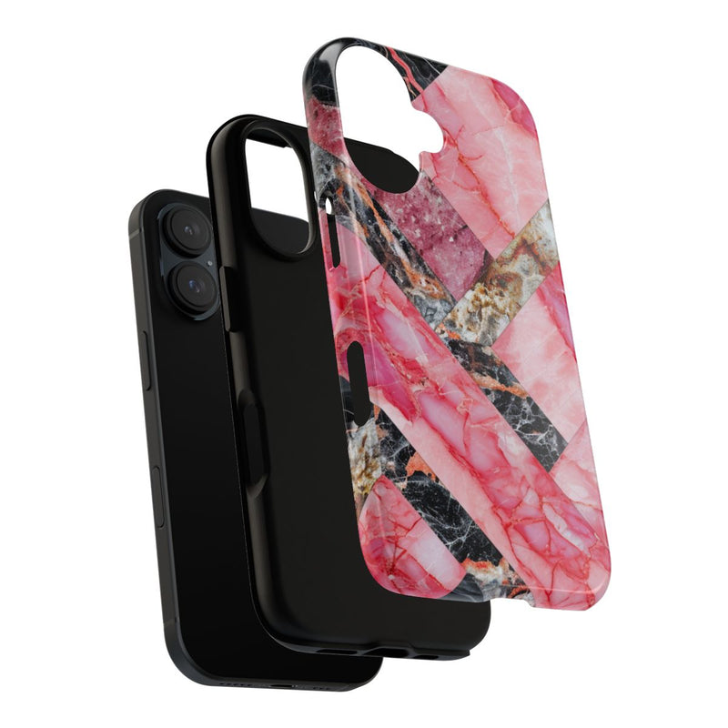Roze en Zwart Geometrisch Marmerpatroon