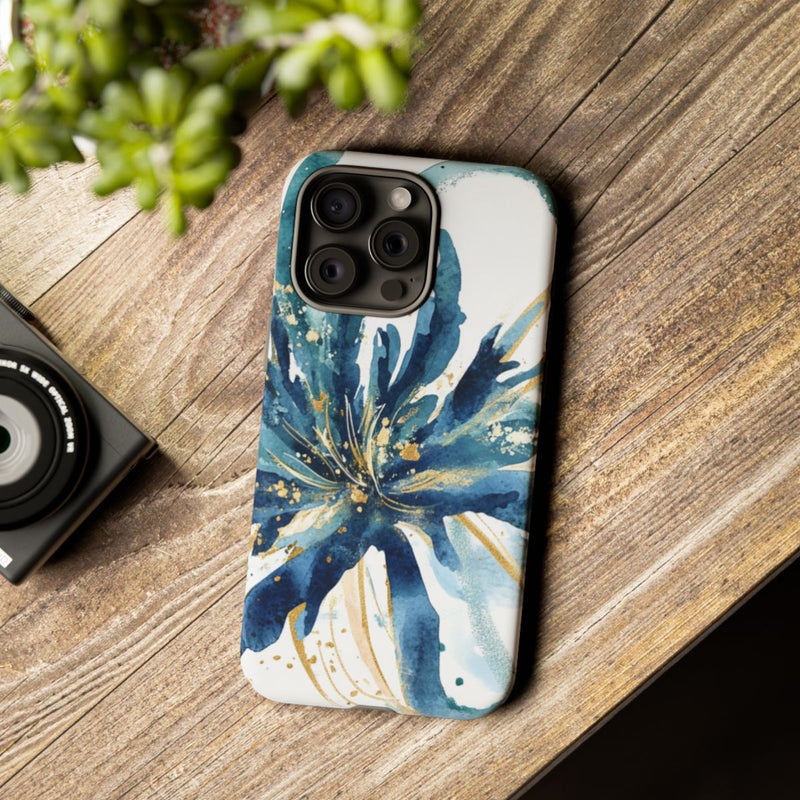 Abstract Blauw Bloemen Waterverf Design