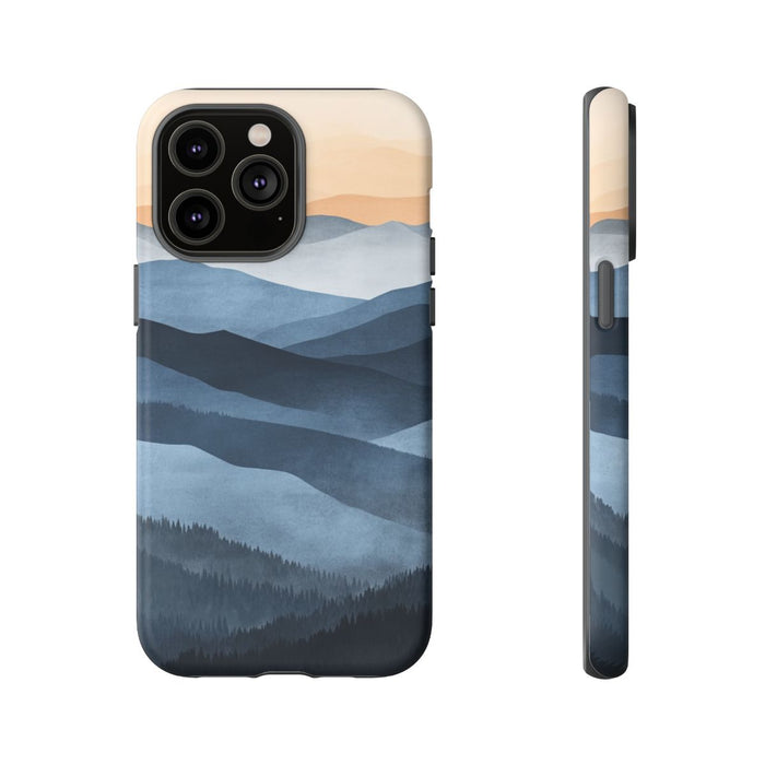 Gelaagd Berglandschap in Blauwe en Beige Tinten