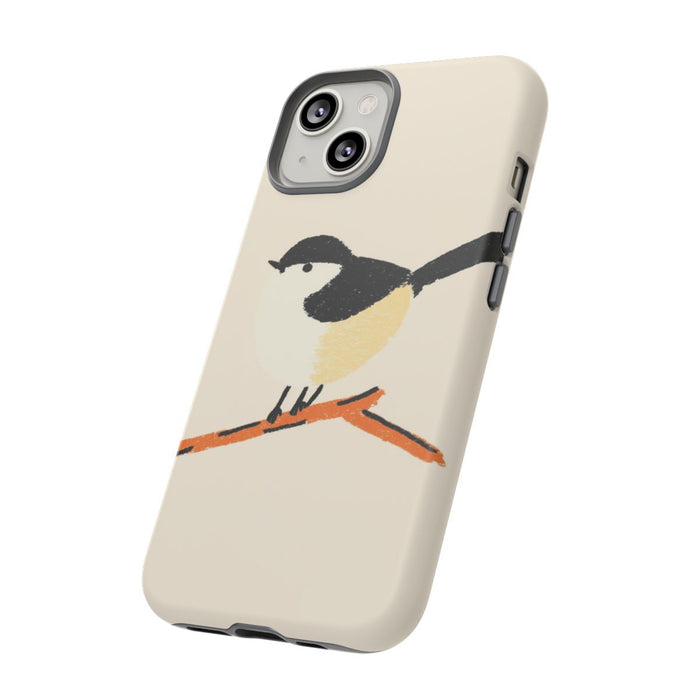 Minimalistische Vogelillustratie op Tak