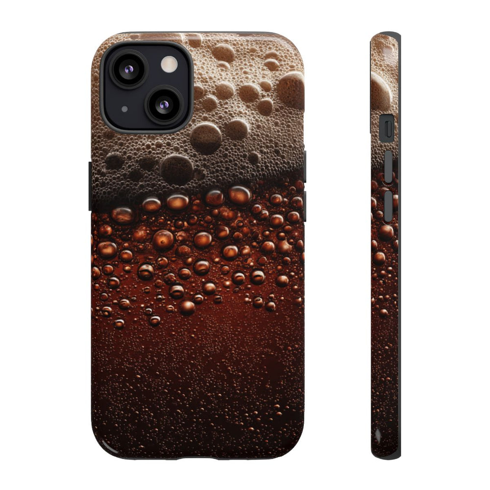 Close-Up Donkerbruine Bier Schuimtextuur