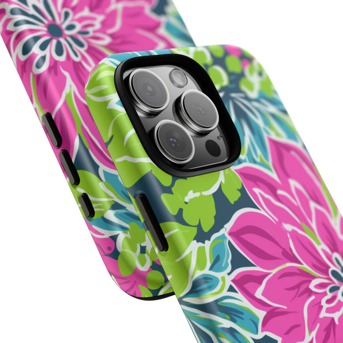Vrolijk Bloemenpatroon met Roze en Blauwe Bloemen