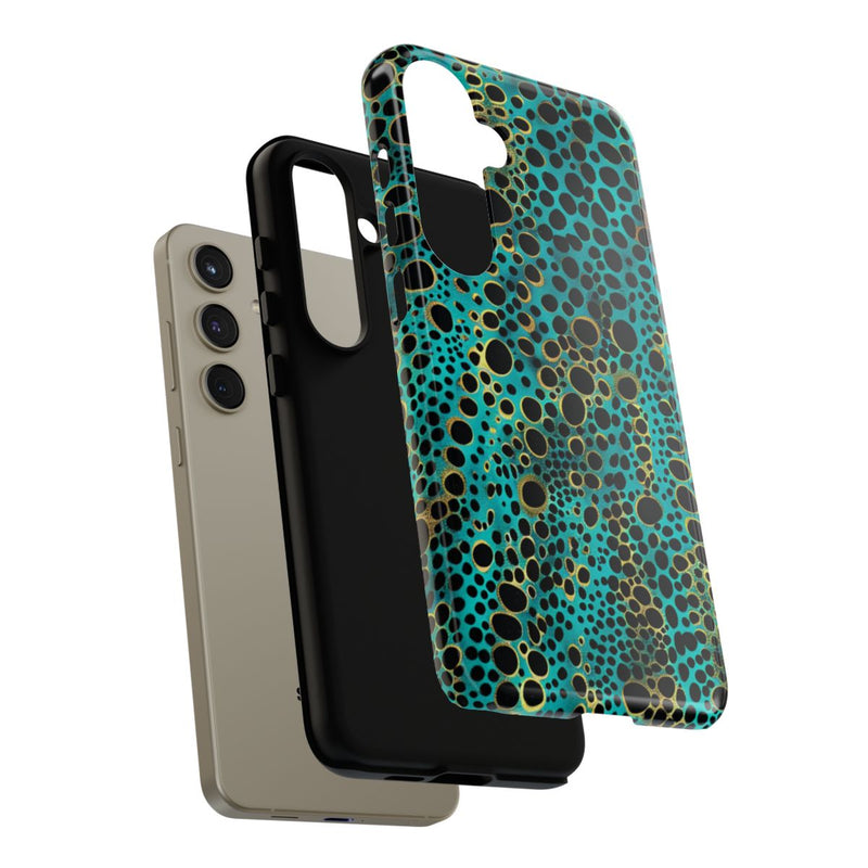 Turquoise en Zwart Abstract Stippenpatroon