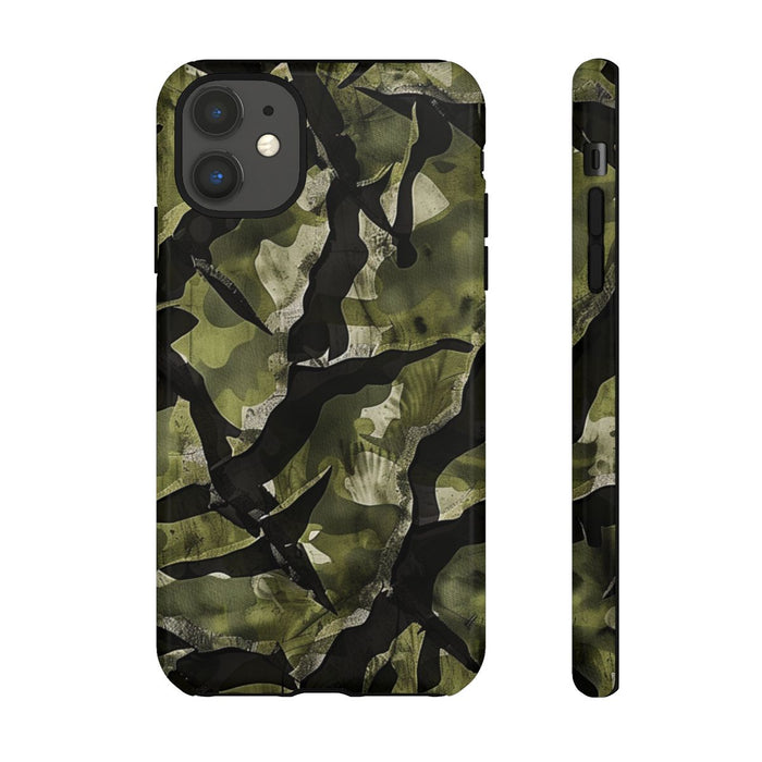 Groen Camouflagepatroon met Zwarte Abstracte Vormen