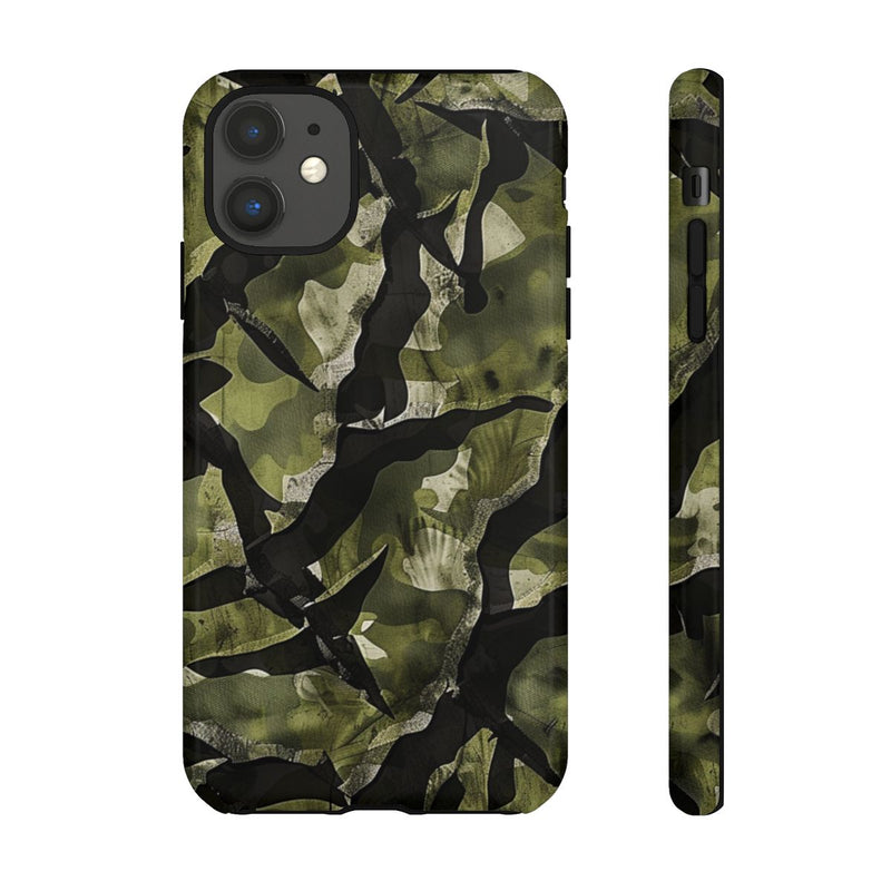 Groen Camouflagepatroon met Zwarte Abstracte Vormen