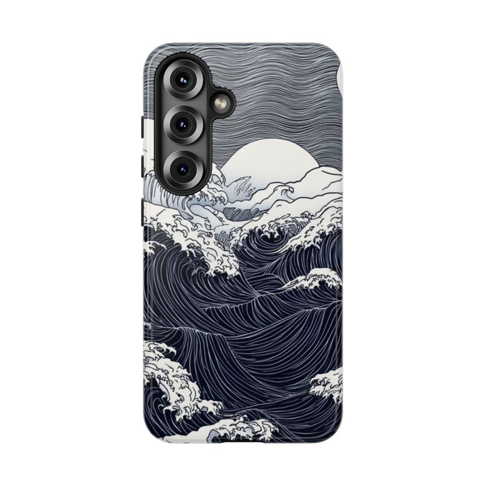 Monochrome Oceaangolven met Maan