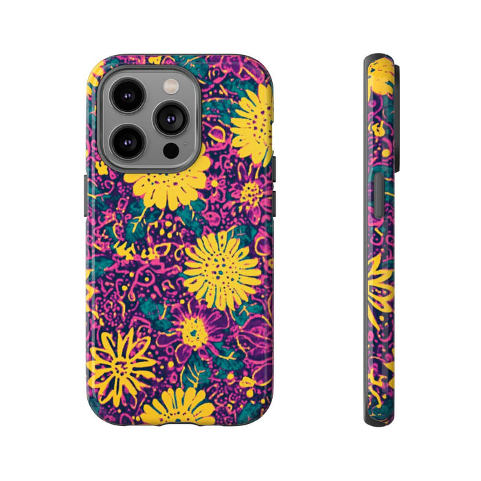 Gele en Paarse Bloemenprint