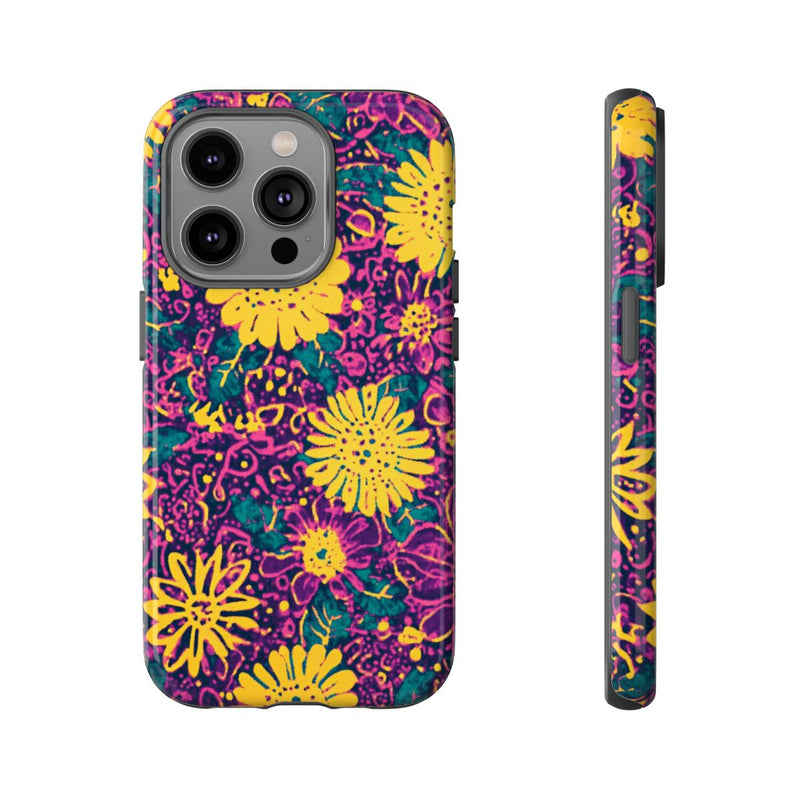 Gele en Paarse Bloemenprint