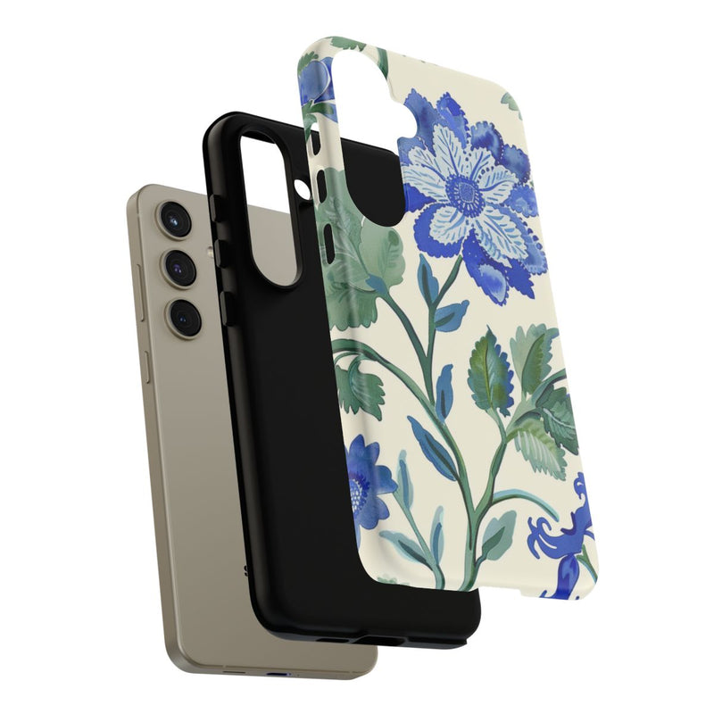 Blauw Waterverf Bloemenpatroon
